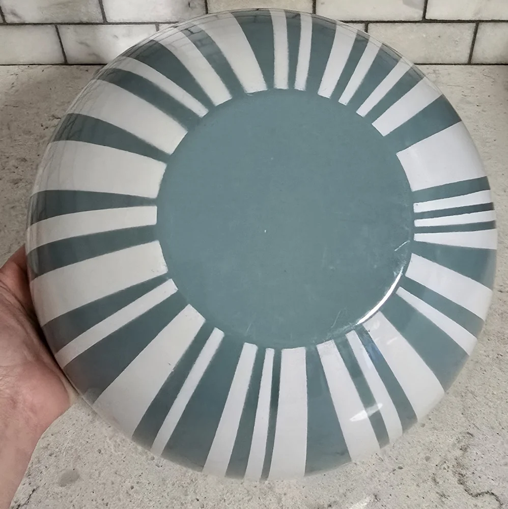 Vtg. Cathrineholm 11" Seafoam Stripe Enamel Bowl - Picture 8 of 11